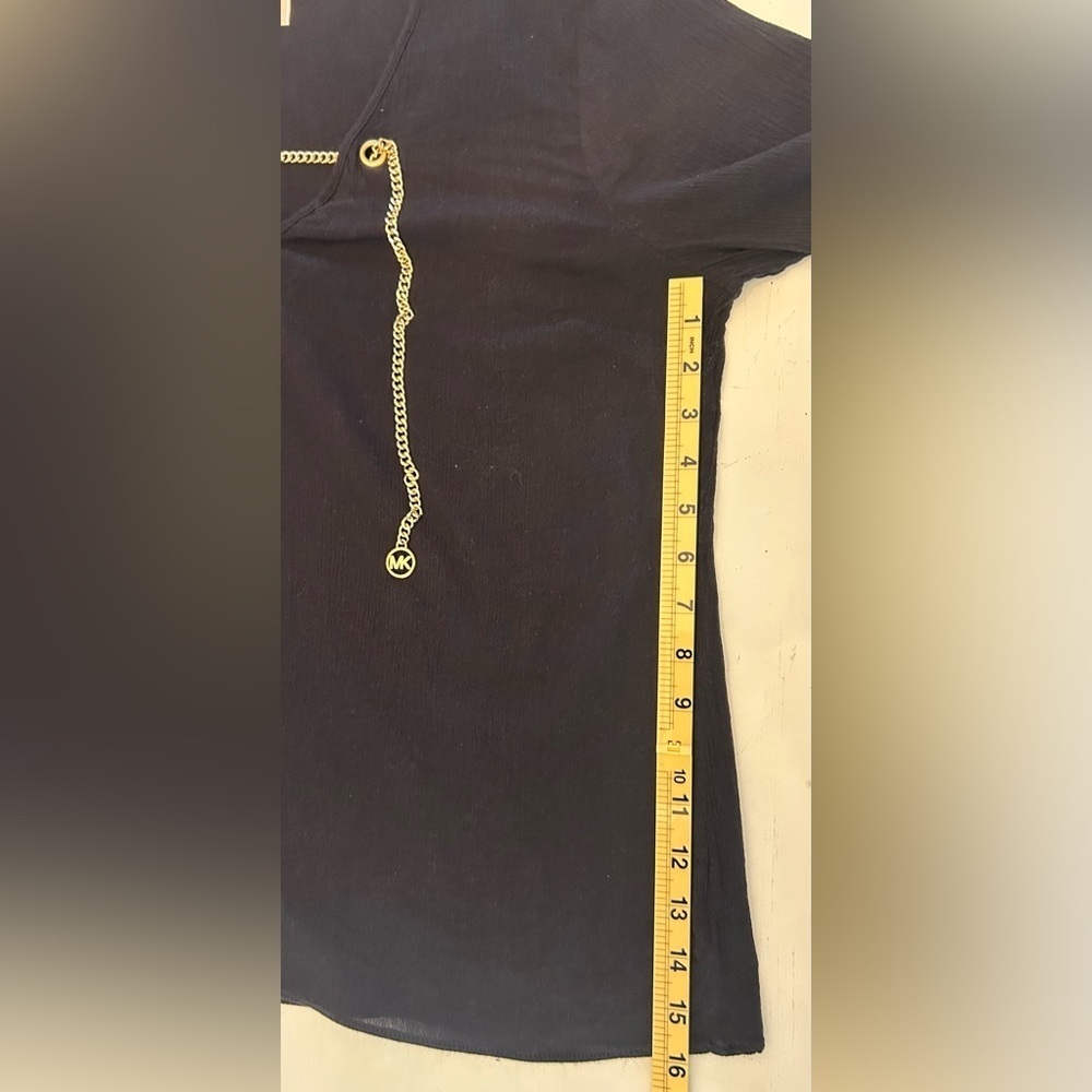 Women’s Michaels Black Blouse With Gold Chain Accent Embellishment Size L - Picture 10 of 11
